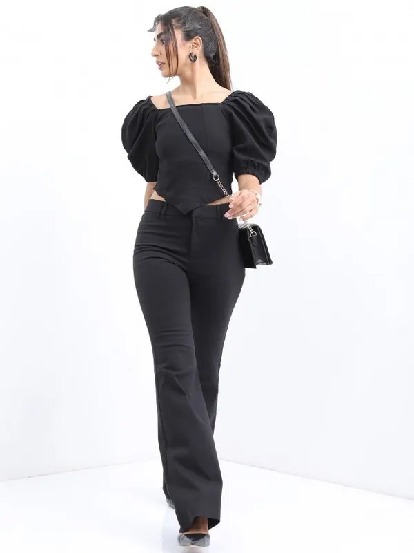  Ketch Women Black Solid Regular Tops