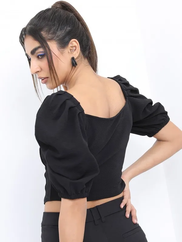  Ketch Women Black Solid Regular Tops