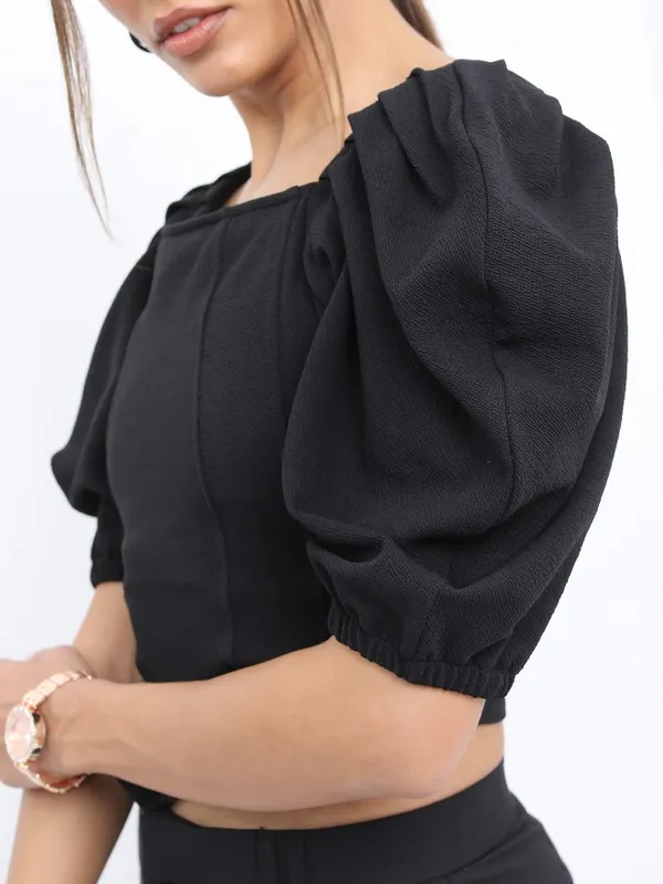  Ketch Women Black Solid Regular Tops