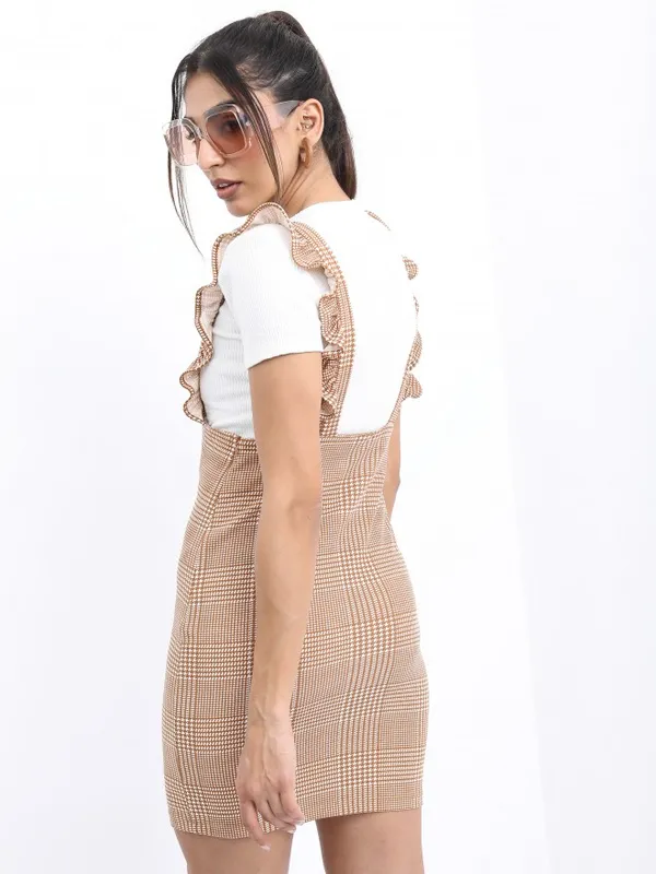  Ketch Women Brown Checked Bodycon Dresses
