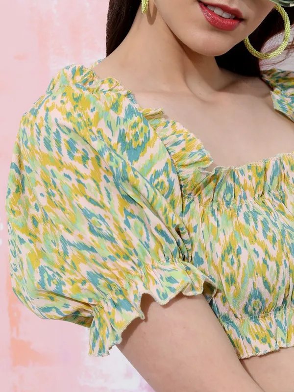  Tokyo Talkies Women Blue Printed Regular Tops