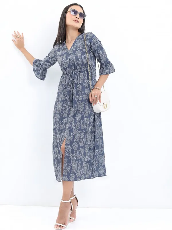  Ketch Women Blue Printed Maxi Dresses