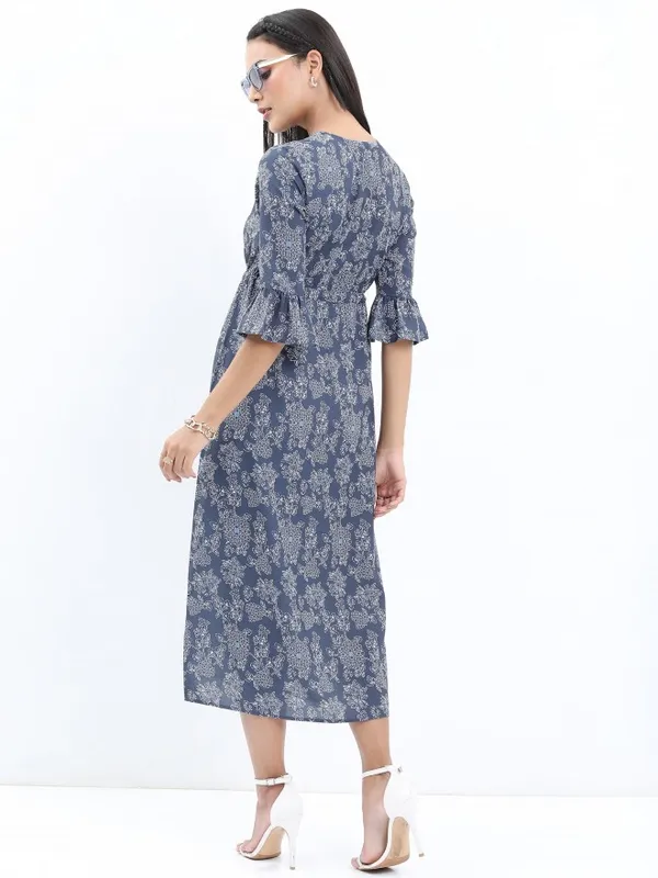  Ketch Women Blue Printed Maxi Dresses