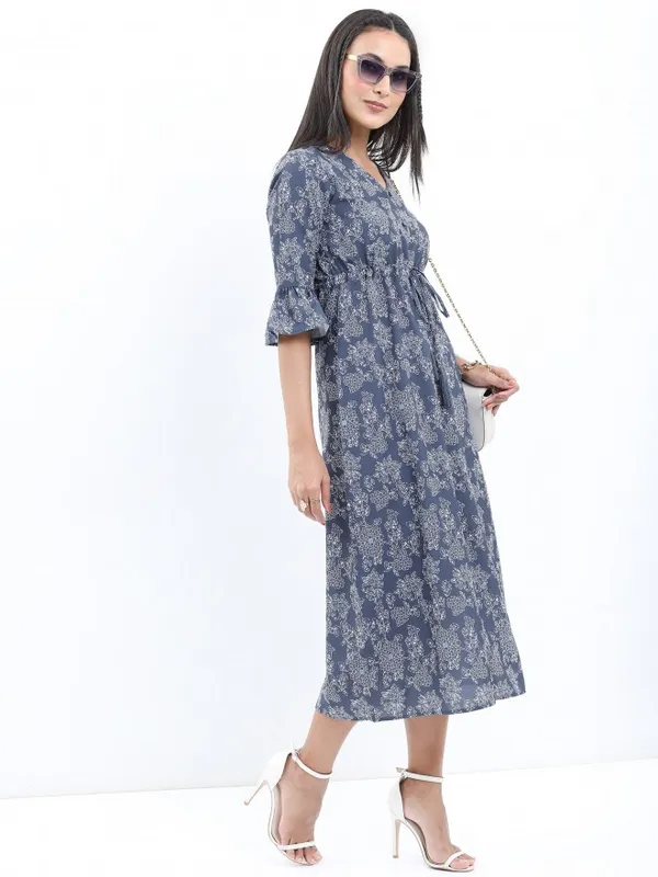  Ketch Women Blue Printed Maxi Dresses