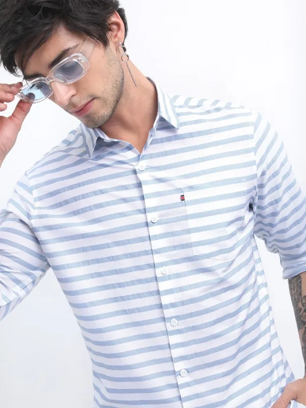  Highlander Men Multi Striped Slim Fit Casual Shirts