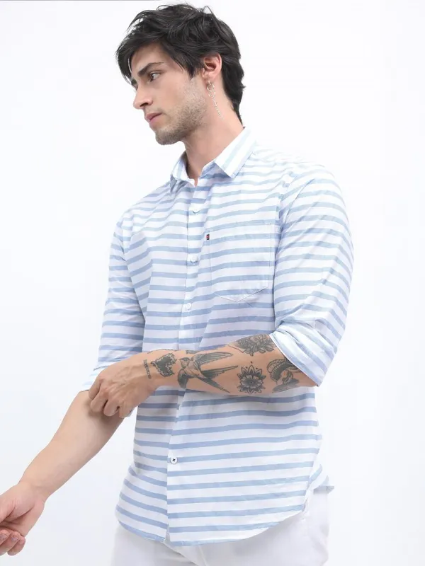  Highlander Men Multi Striped Slim Fit Casual Shirts