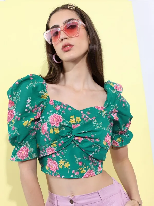 Printed Blouson Top