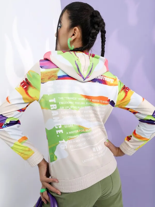  Tokyo Talkies Women Multi Printed Pullover Hood Sweatshirts