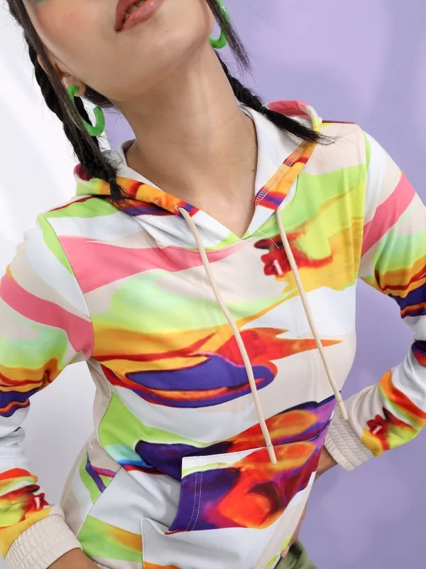  Tokyo Talkies Women Multi Printed Pullover Hood Sweatshirts