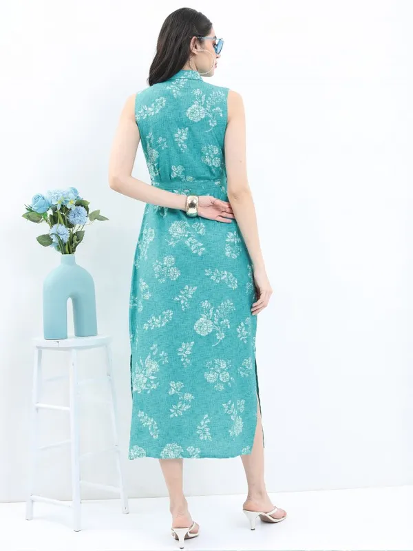  Vishudh Women Turquoise Printed A-Line Ethnic Dresses