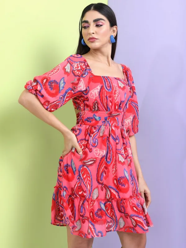 Printed A-Line Dress