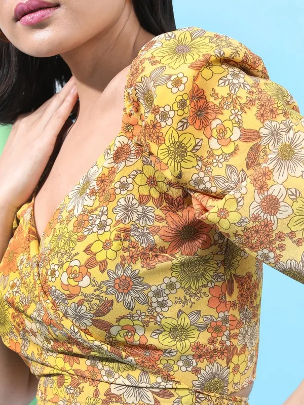  Tokyo Talkies Women Mustard Printed Wrap Tops