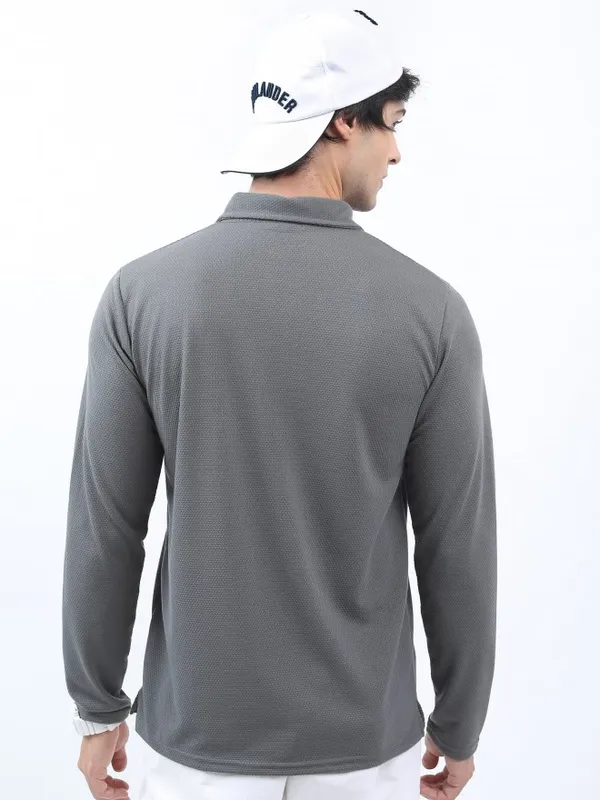  Highlander Men Grey Solid Polo Collar Polo T-Shirts