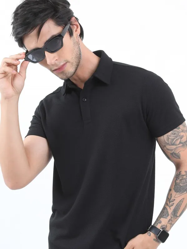 Solid Polo Collar T-shirt