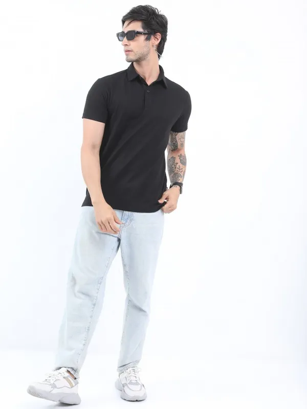 Solid Polo Collar T-shirt