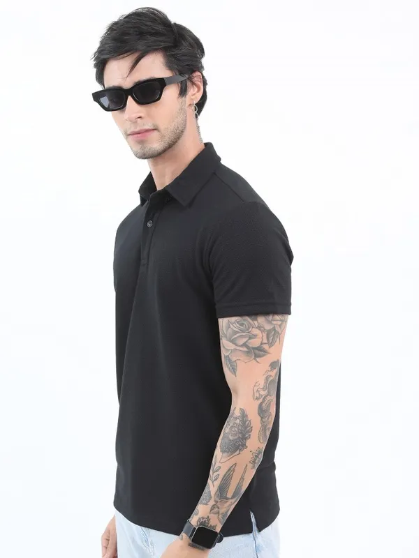 Solid Polo Collar T-shirt