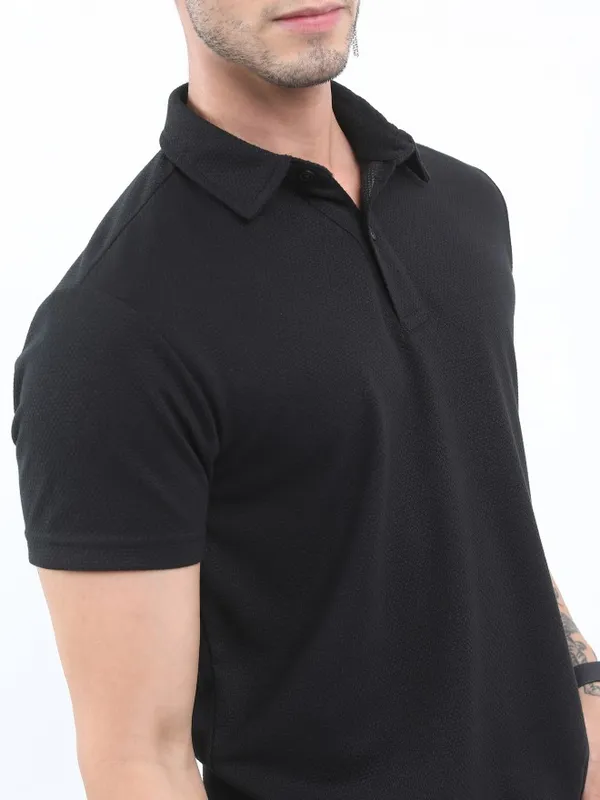 Solid Polo Collar T-shirt