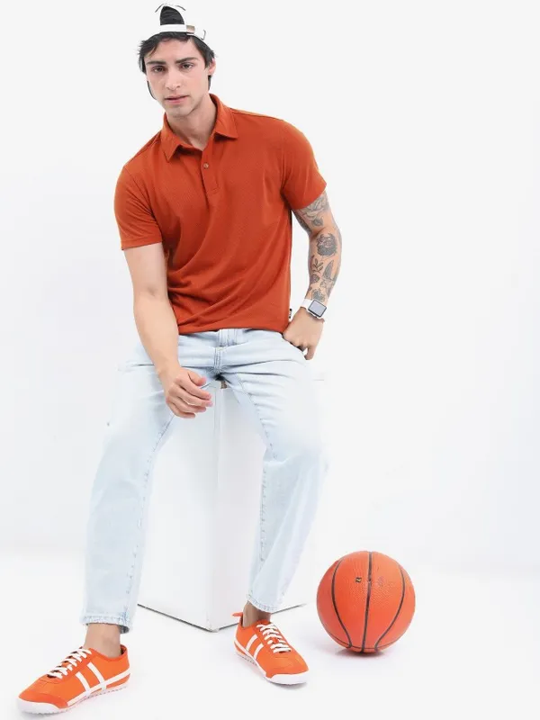 Solid Polo Collar T-shirt