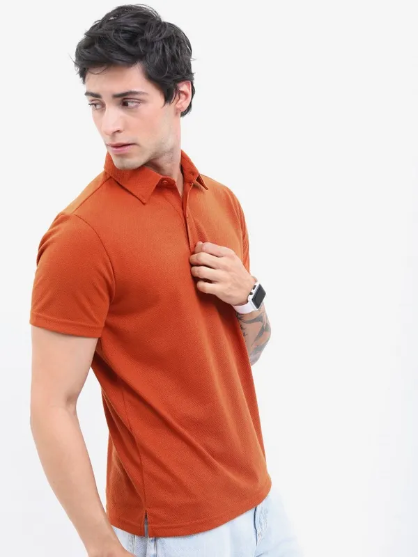 Solid Polo Collar T-shirt