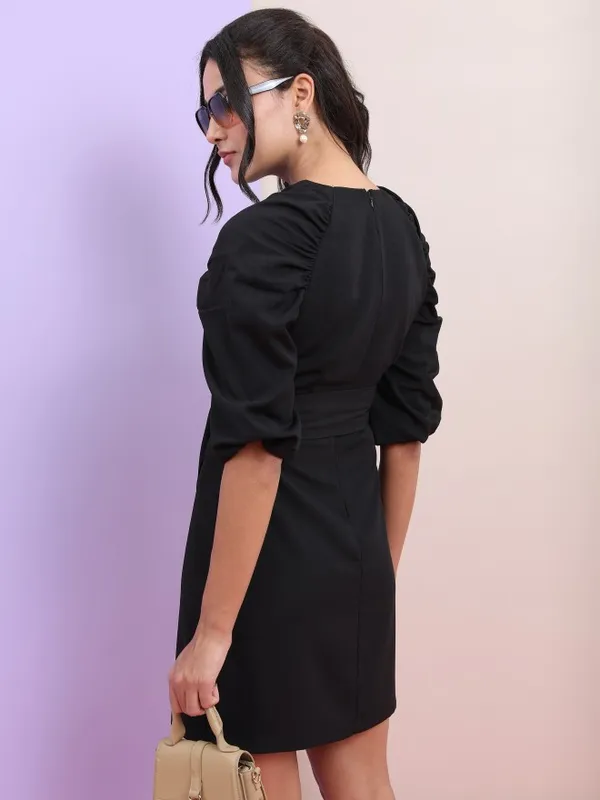  Tokyo Talkies Women Black Solid A-Line Dresses