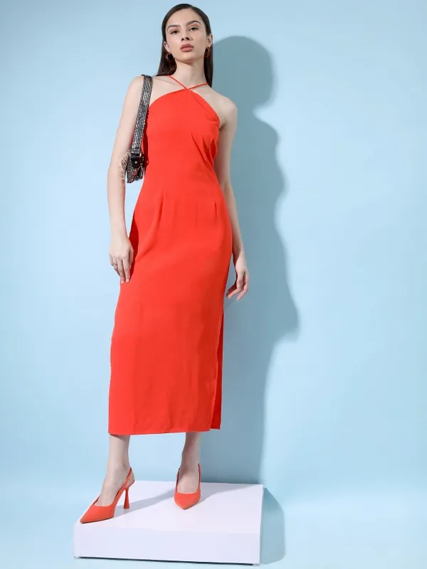 Tokyo Talkies Women Red Solid A-Line Dress