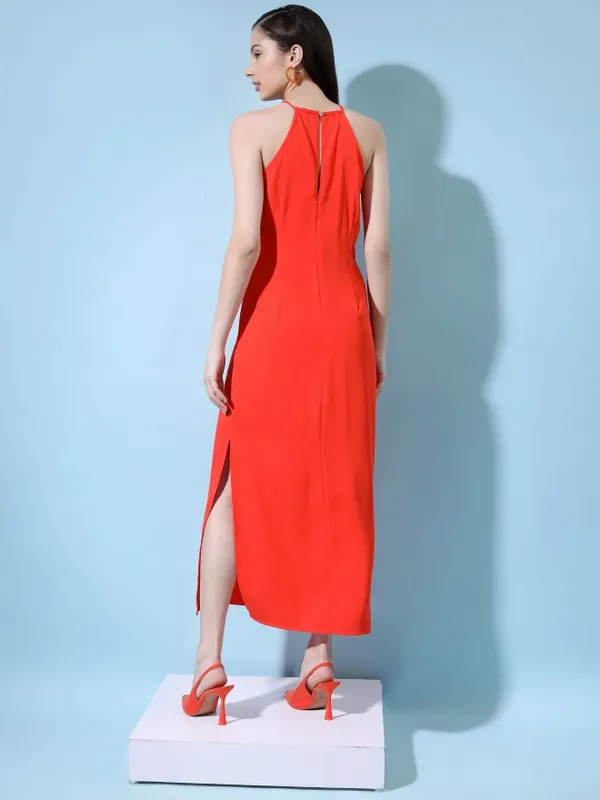 Tokyo Talkies Women Red Solid A-Line Dress