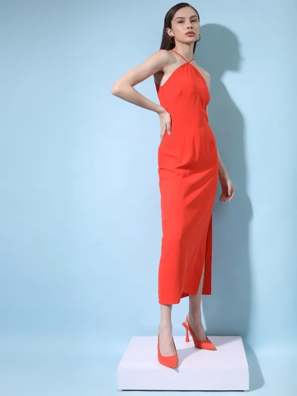 Tokyo Talkies Women Red Solid A-Line Dress