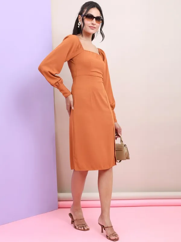  Tokyo Talkies Women Brown Solid Fit And Flare Dresses
