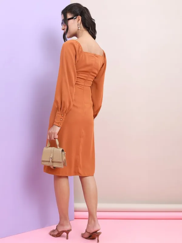 Tokyo Talkies Women Brown Solid Sheath Dress