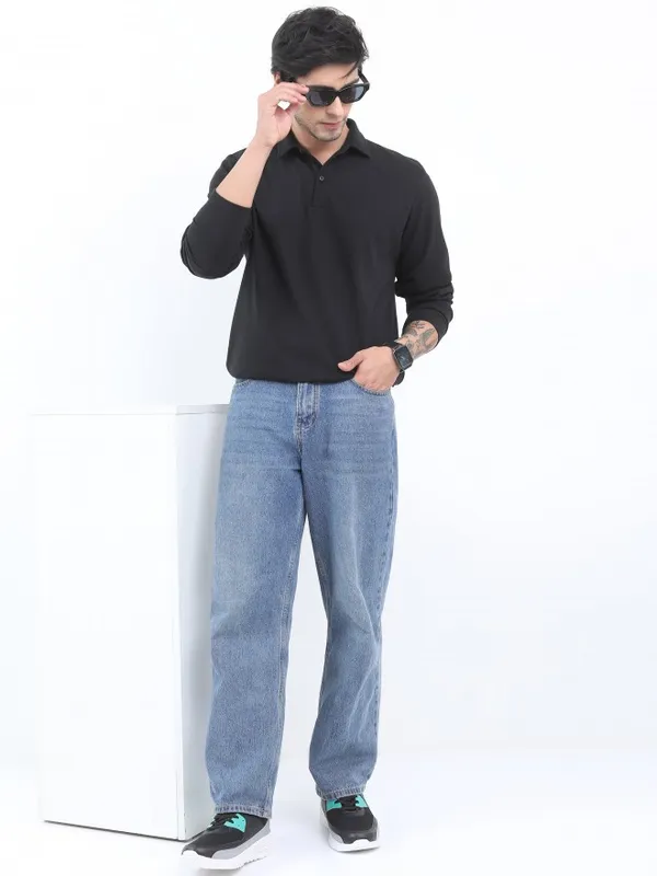 Solid Polo Collar T-shirt