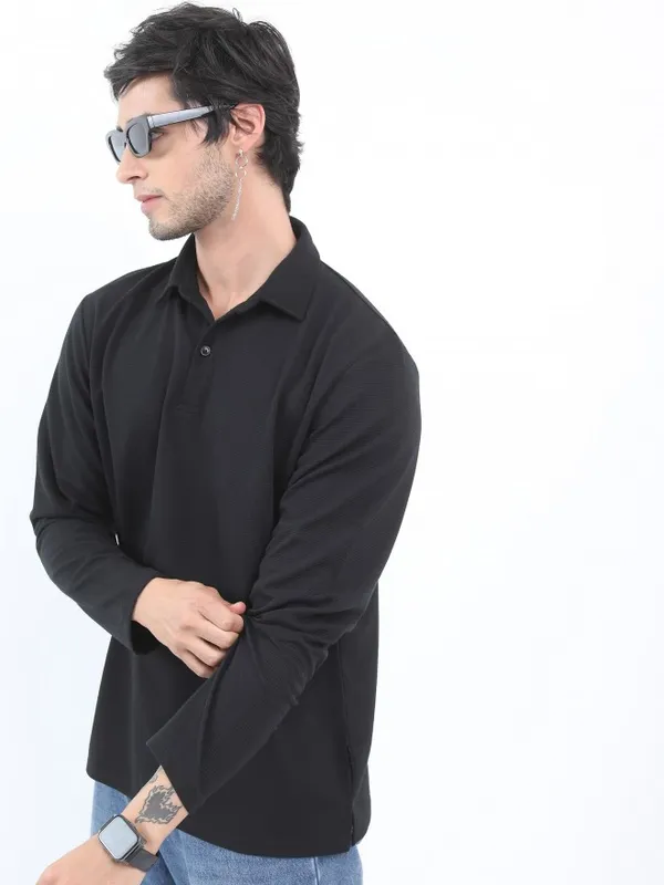 Solid Polo Collar T-shirt