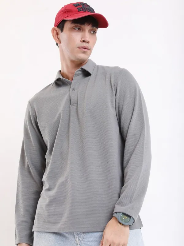 Solid Polo Collar T-shirt