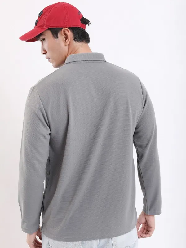 Solid Polo Collar T-shirt