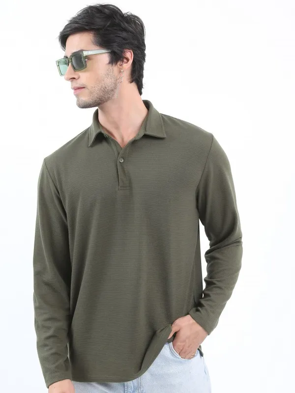 Solid Polo Collar T-shirt