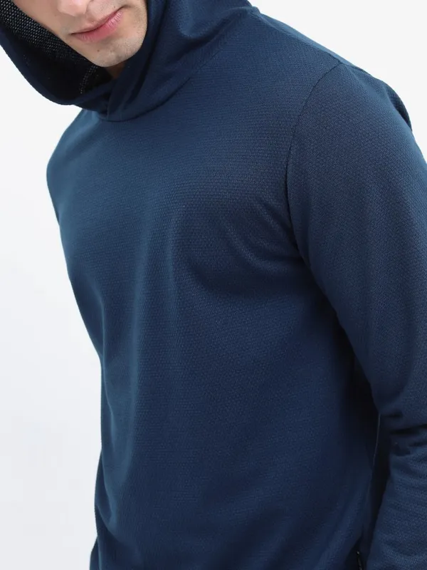  Highlander Men Navy Blue Solid Hood T-Shirts