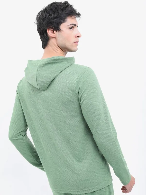 Men Solid Hooded T-shirt