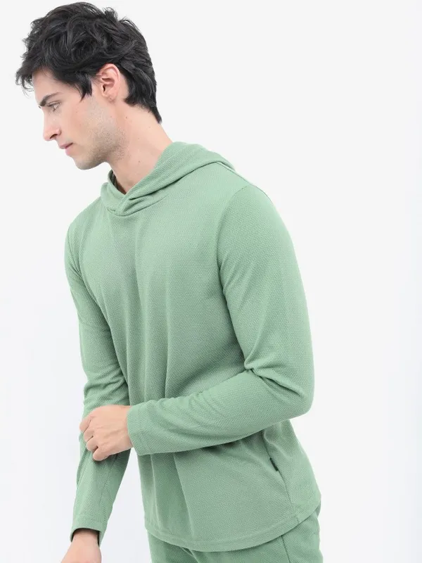 Men Solid Hooded T-shirt