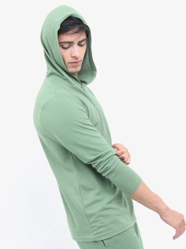 Men Solid Hooded T-shirt