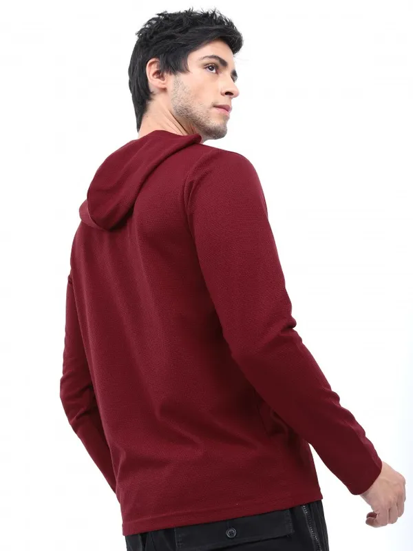Men Solid Hooded T-shirt