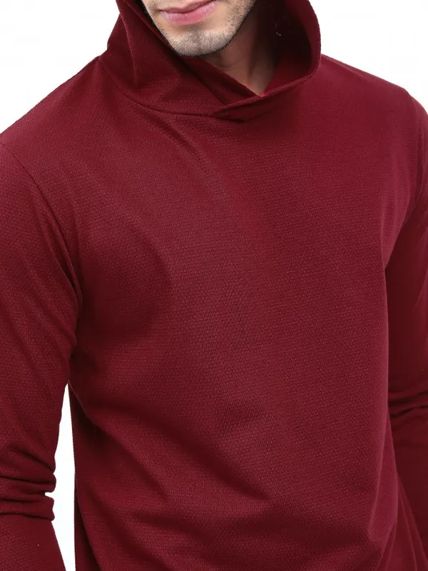 Men Solid Hooded T-shirt