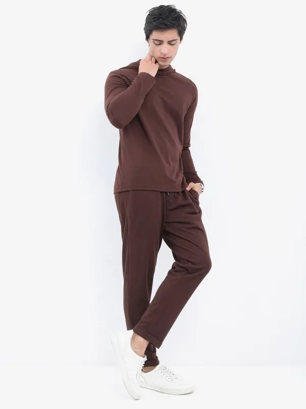 Men Solid Hooded T-shirt