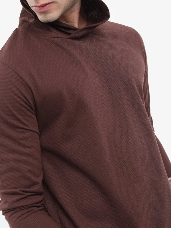 Men Solid Hooded T-shirt