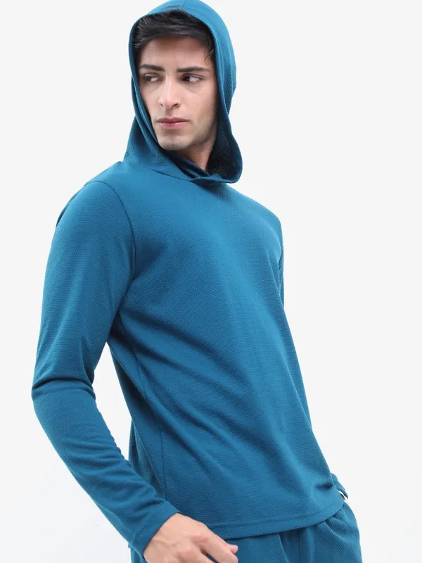 Men Solid Hooded T-shirt