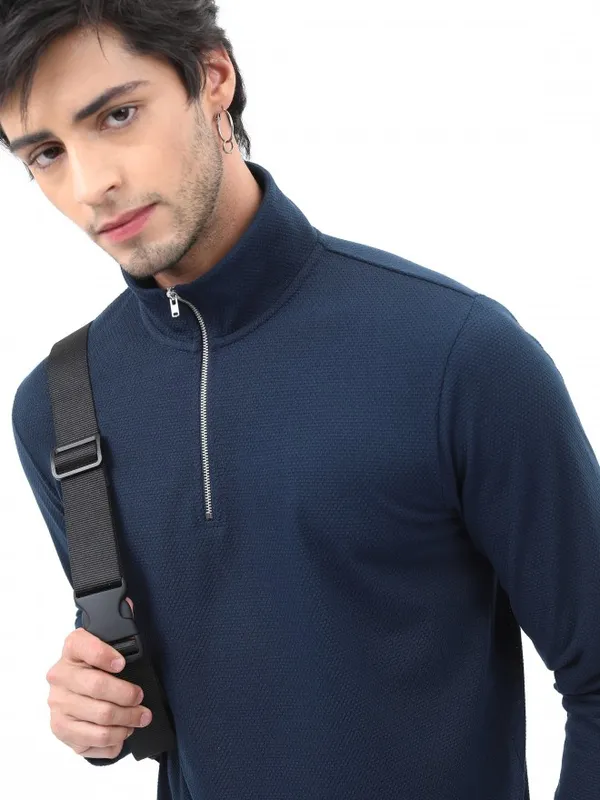 Men Solid High Neck T-shirt