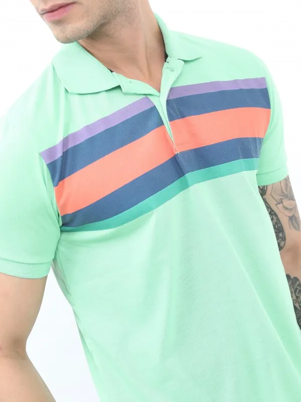  Highlander Men Green Colourblocked Polo Collar Polo T-Shirts