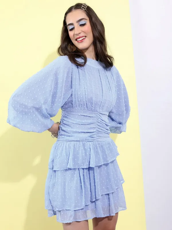  Tokyo Talkies Women Blue Solid Fit And Flare Dresses