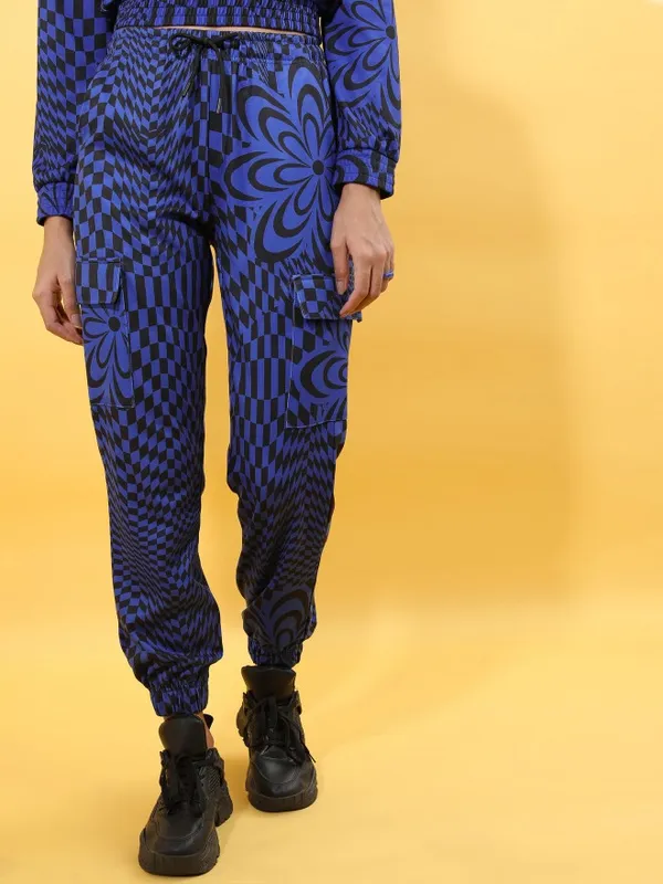  Tokyo Talkies Women Multi Self Design Regular Fit Casual Trousers