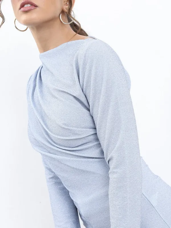 Tokyo Talkies Women Blue Solid Regular Top