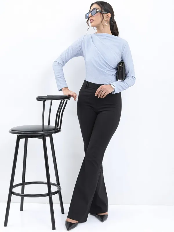  Tokyo Talkies Women Blue Solid Regular Tops