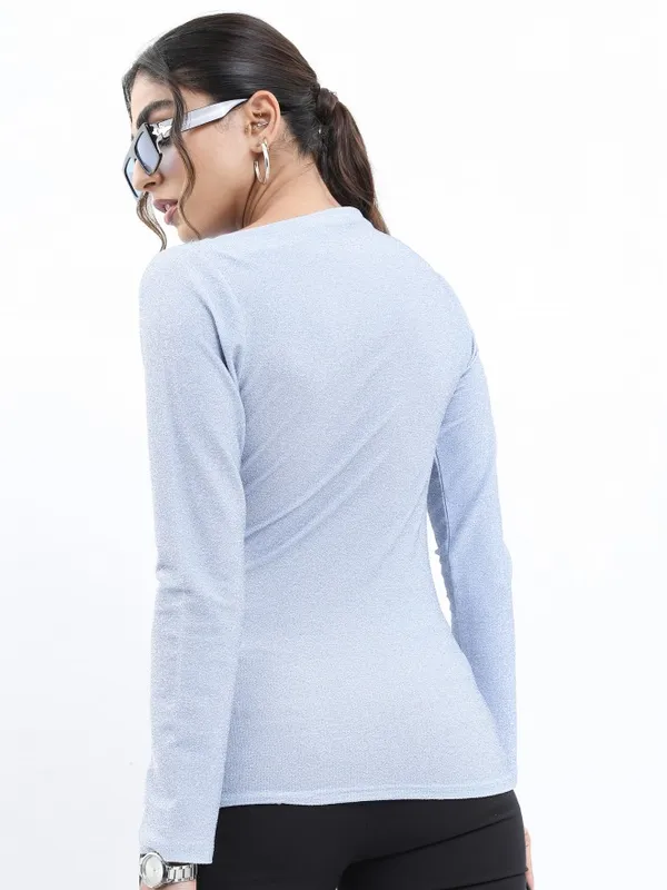  Tokyo Talkies Women Blue Solid Regular Tops